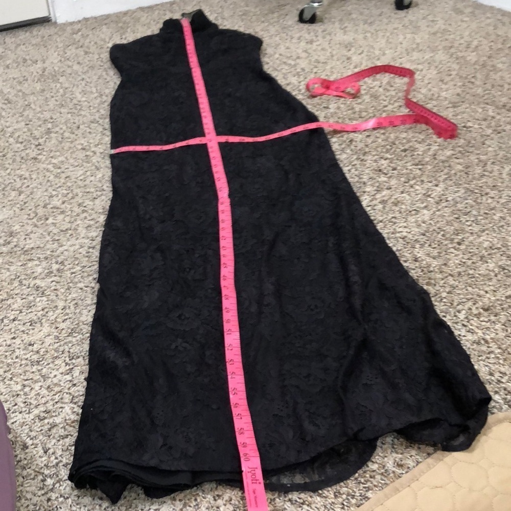 Badgley Mischka Lace Column Gown Size 2 Black Floral Lace - Picture 10 of 11